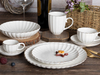 Élégant service de table en porcelaine blanche pétoncle