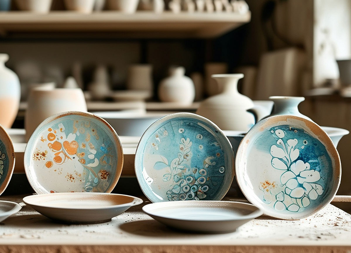 assiette en c&eacute;ramique peinte &agrave; la main dans la production de vaisselle fabricant de service de vaisselle personnalis&eacute;
