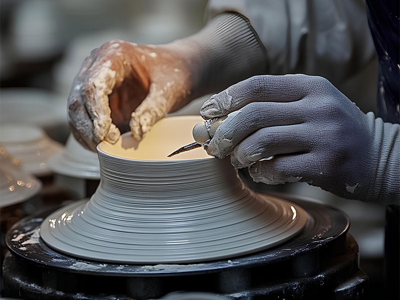 Contrôle des matières premières de la vaisselle en céramique, processus de formation de l"argile pour une qualité constante de la vaisselle