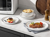 Ensemble de vaisselle minimaliste en porcelaine blanche en céramique à bords noirs